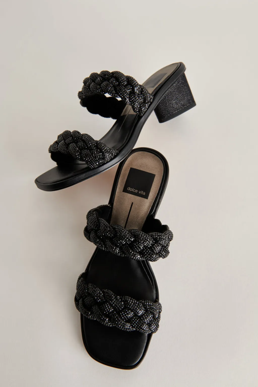 DOLCE VITA Heels*Ronin Rhinestone Sandals Black Rhinestone