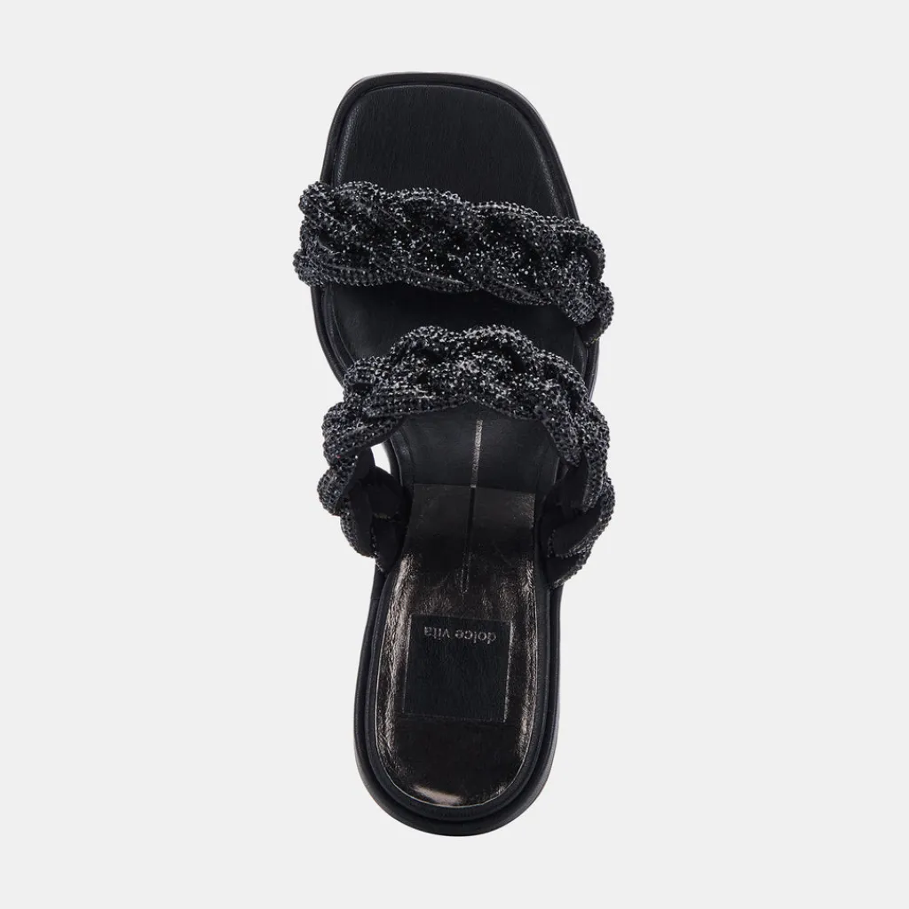 DOLCE VITA Heels*Ronin Rhinestone Sandals Black Rhinestone