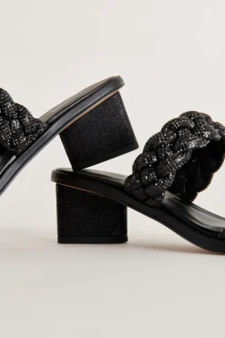 DOLCE VITA Heels*Ronin Rhinestone Sandals Black Rhinestone