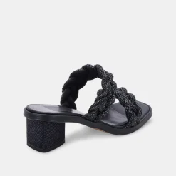 DOLCE VITA Heels*Ronin Rhinestone Sandals Black Rhinestone