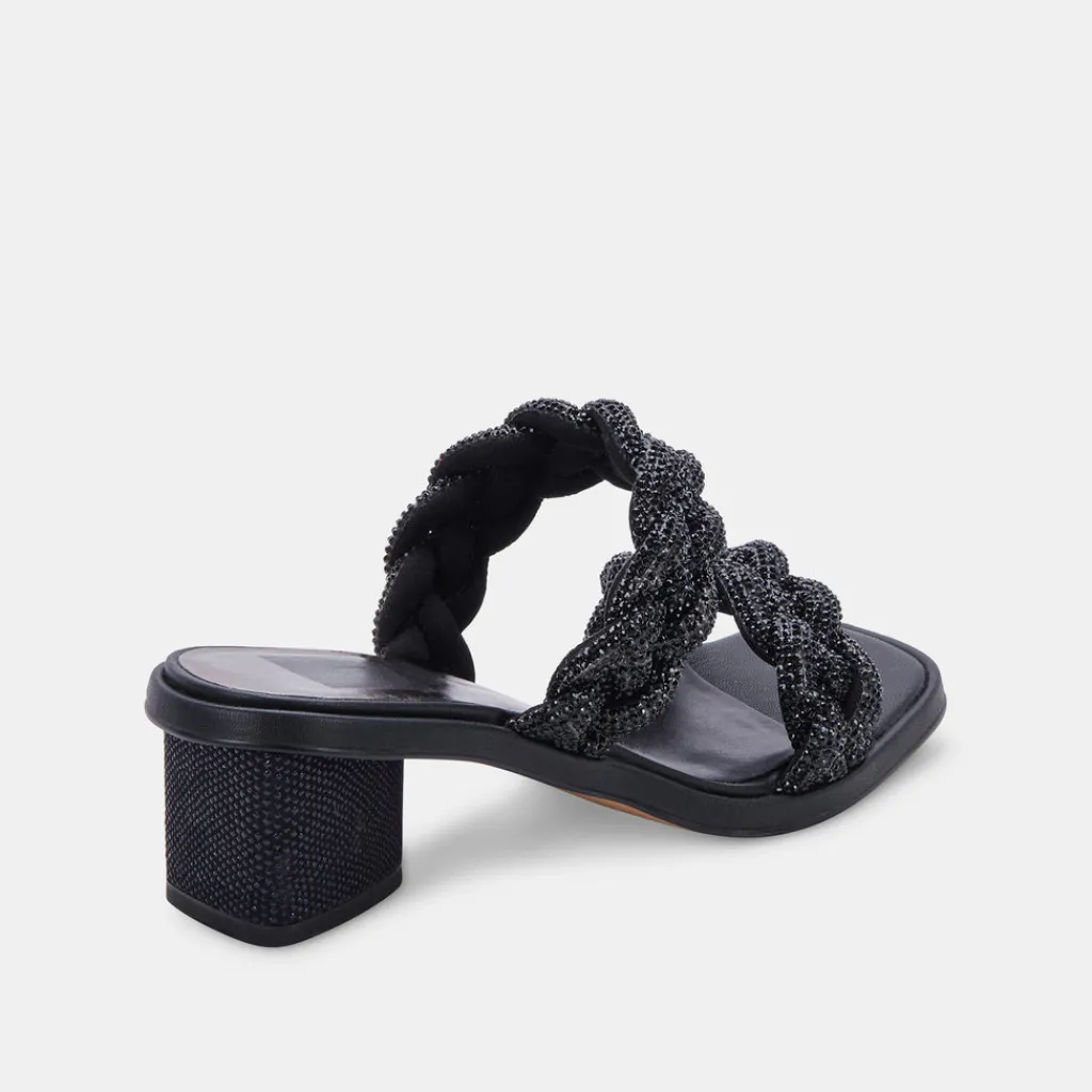 DOLCE VITA Heels*Ronin Rhinestone Sandals Black Rhinestone