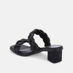 DOLCE VITA Heels*Ronin Rhinestone Sandals Black Rhinestone