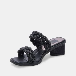 DOLCE VITA Heels*Ronin Rhinestone Sandals Black Rhinestone