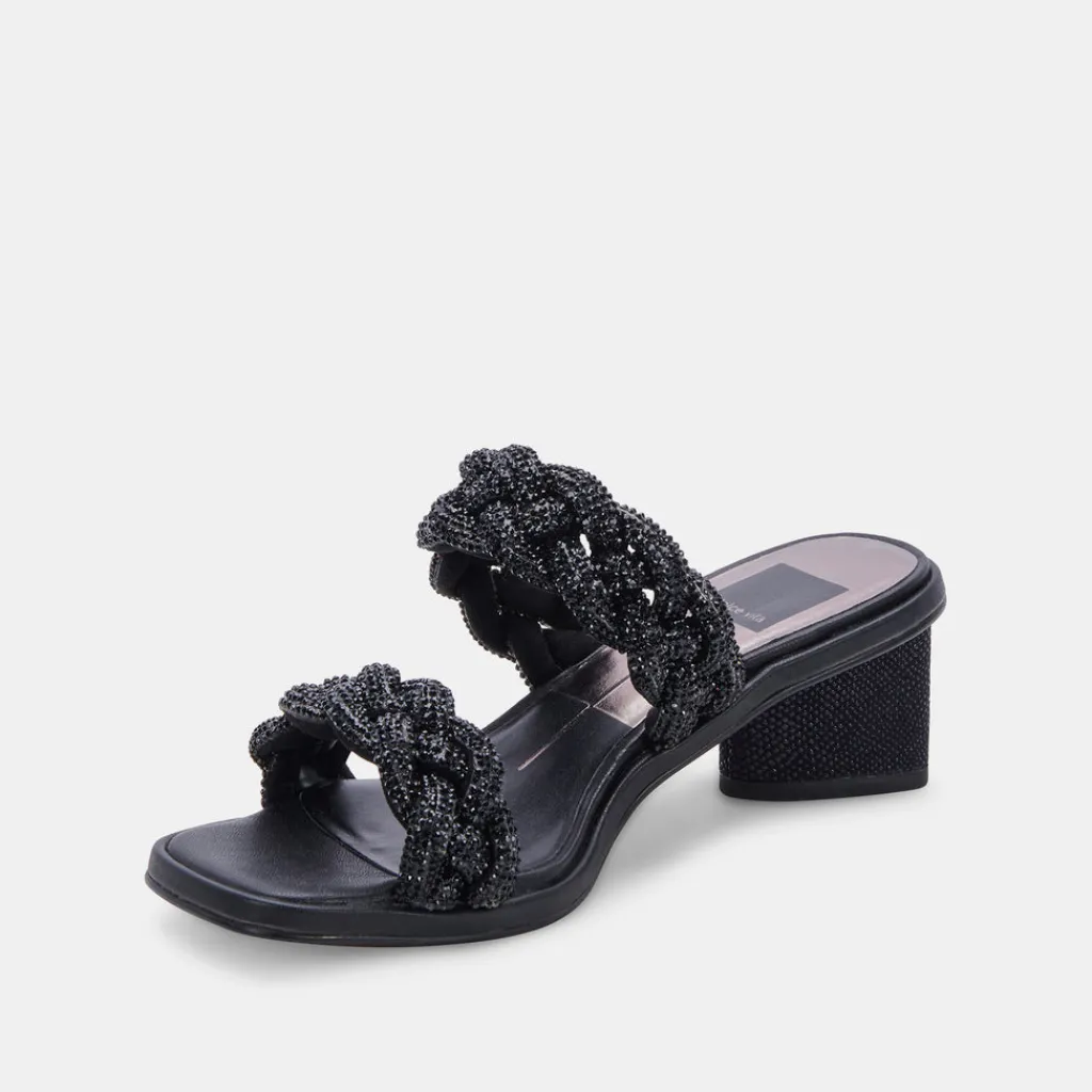DOLCE VITA Heels*Ronin Rhinestone Sandals Black Rhinestone