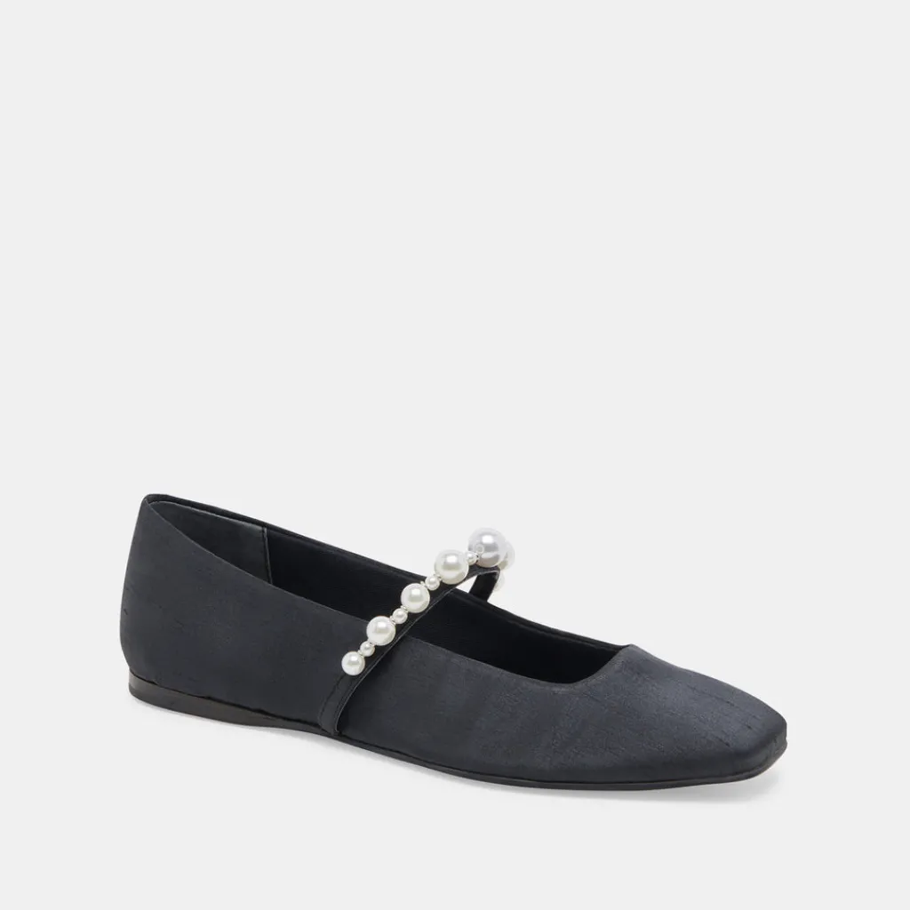 DOLCE VITA Flats & Loafers*Roxana Pearl Ballet Flats Onyx Satin