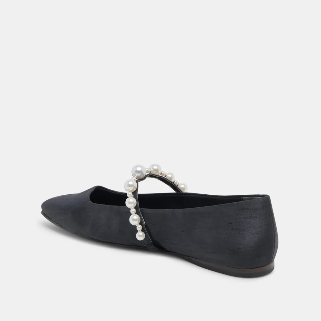 DOLCE VITA Flats & Loafers*Roxana Pearl Ballet Flats Onyx Satin