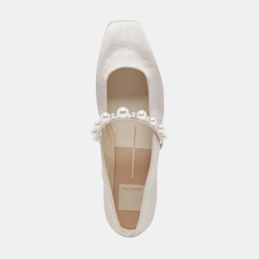 DOLCE VITA Flats & Loafers*Roxana Pearl Ballet Flats Ivory Satin