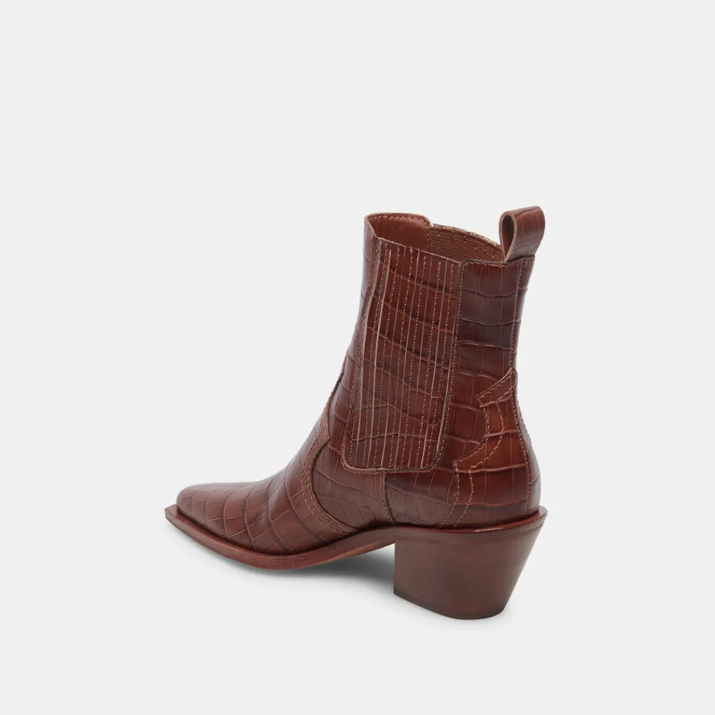 DOLCE VITA Boots & Booties*Senna Booties Walnut Embossed Leather