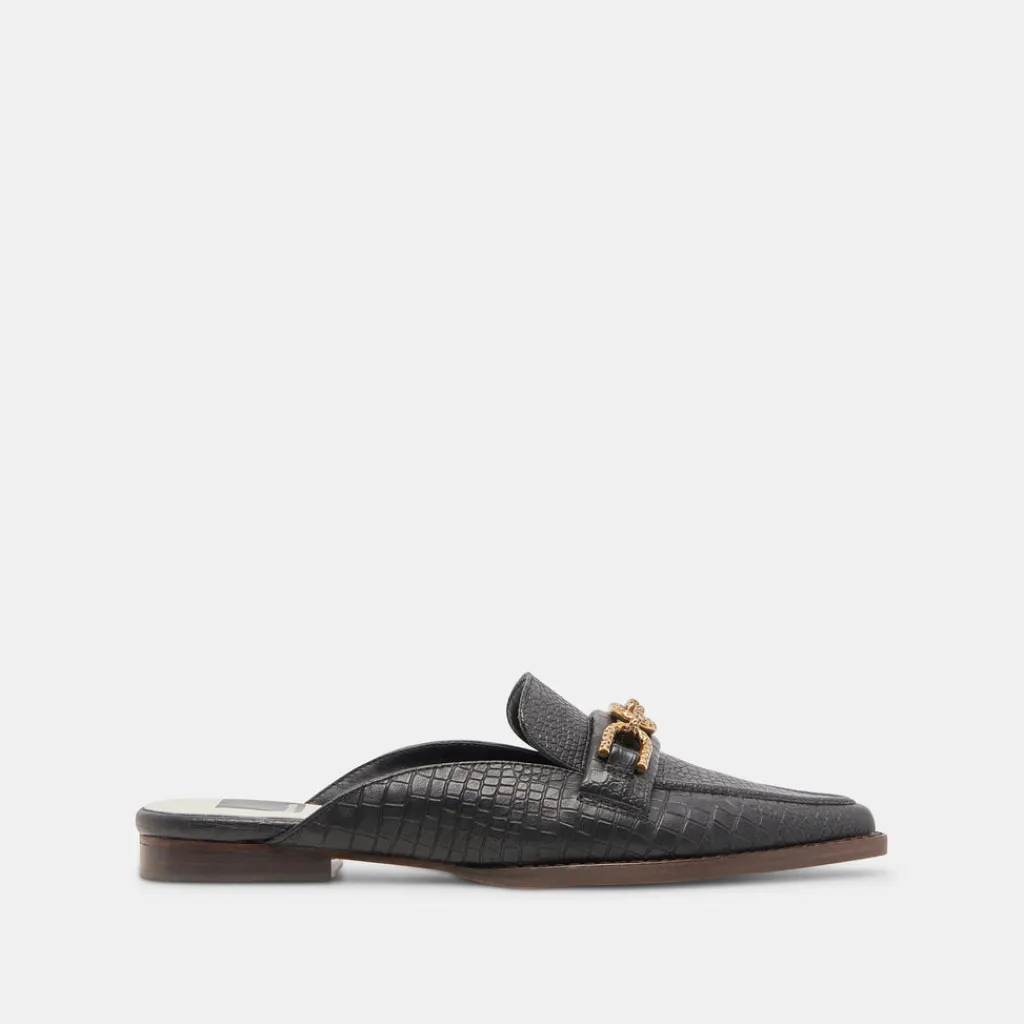 DOLCE VITA Flats & Loafers*Sidon Flats Noir Embossed Leather