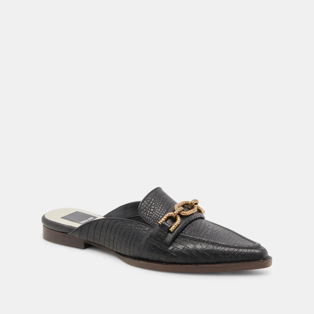 DOLCE VITA Flats & Loafers*Sidon Flats Noir Embossed Leather