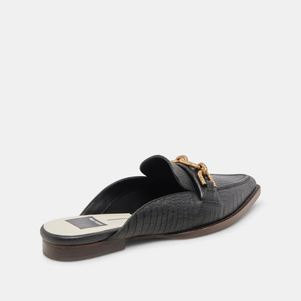 DOLCE VITA Flats & Loafers*Sidon Flats Noir Embossed Leather