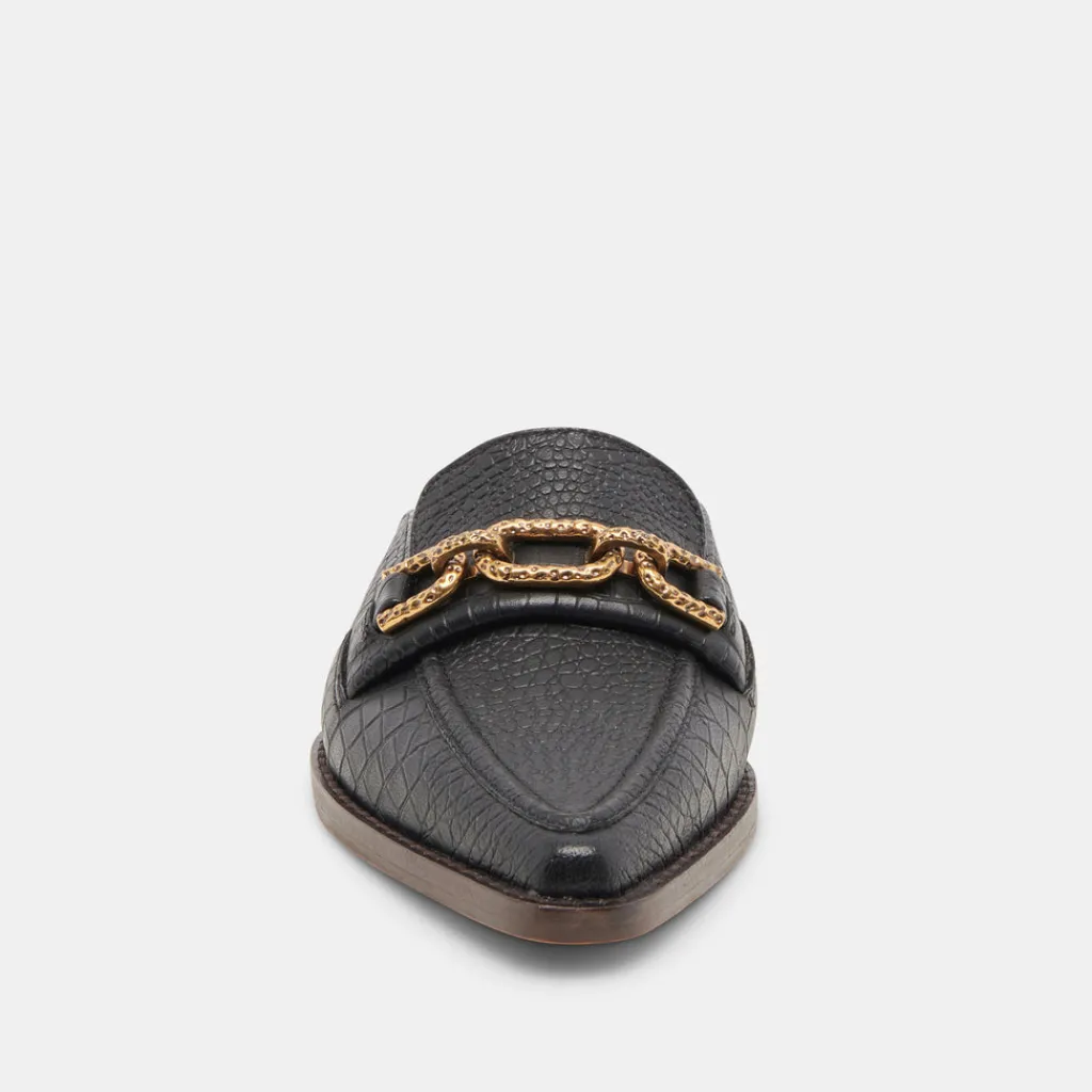 DOLCE VITA Flats & Loafers*Sidon Flats Noir Embossed Leather