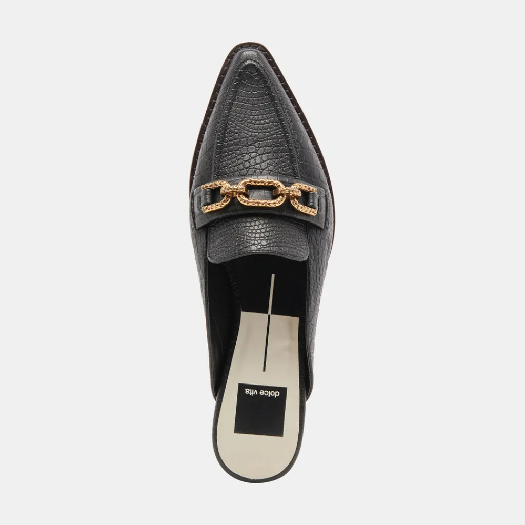 DOLCE VITA Flats & Loafers*Sidon Flats Noir Embossed Leather