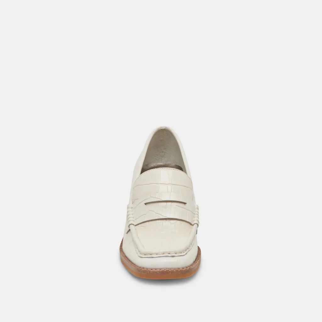 DOLCE VITA Flats & Loafers*Talie Loafers Ivory Embossed Leather