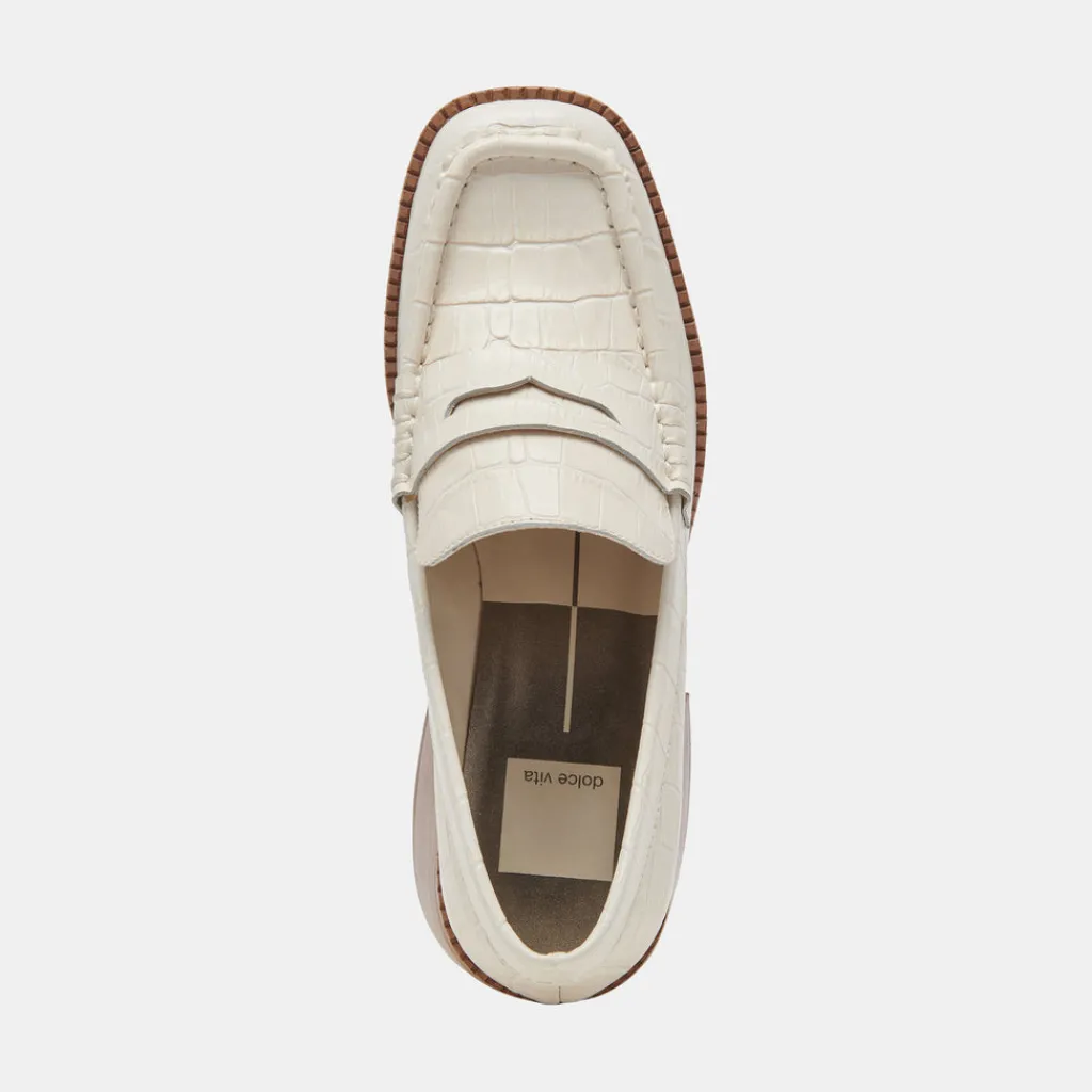 DOLCE VITA Flats & Loafers*Talie Loafers Ivory Embossed Leather
