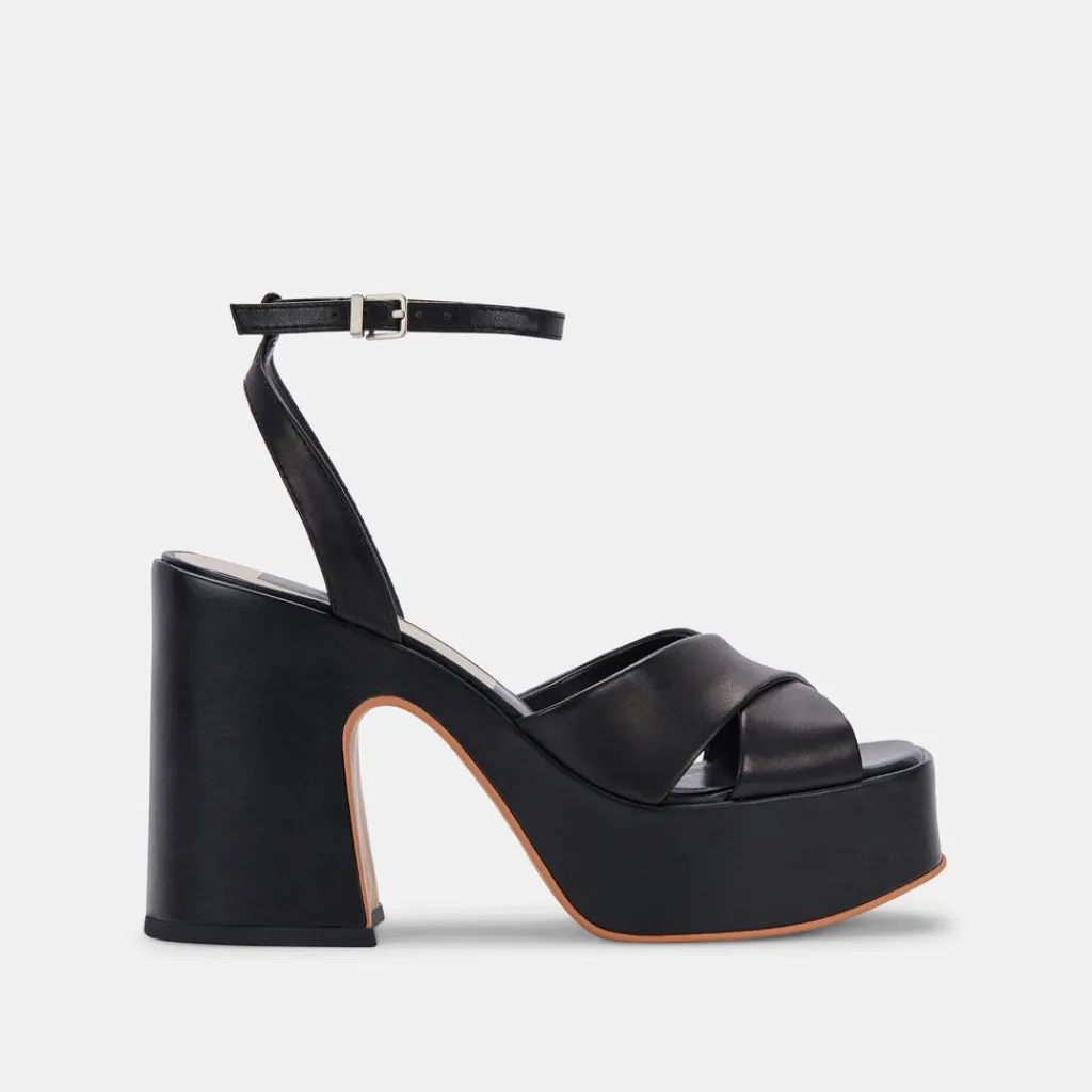 DOLCE VITA Wedges*Wessi Heels Black Leather