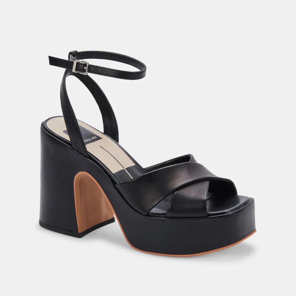 DOLCE VITA Wedges*Wessi Heels Black Leather