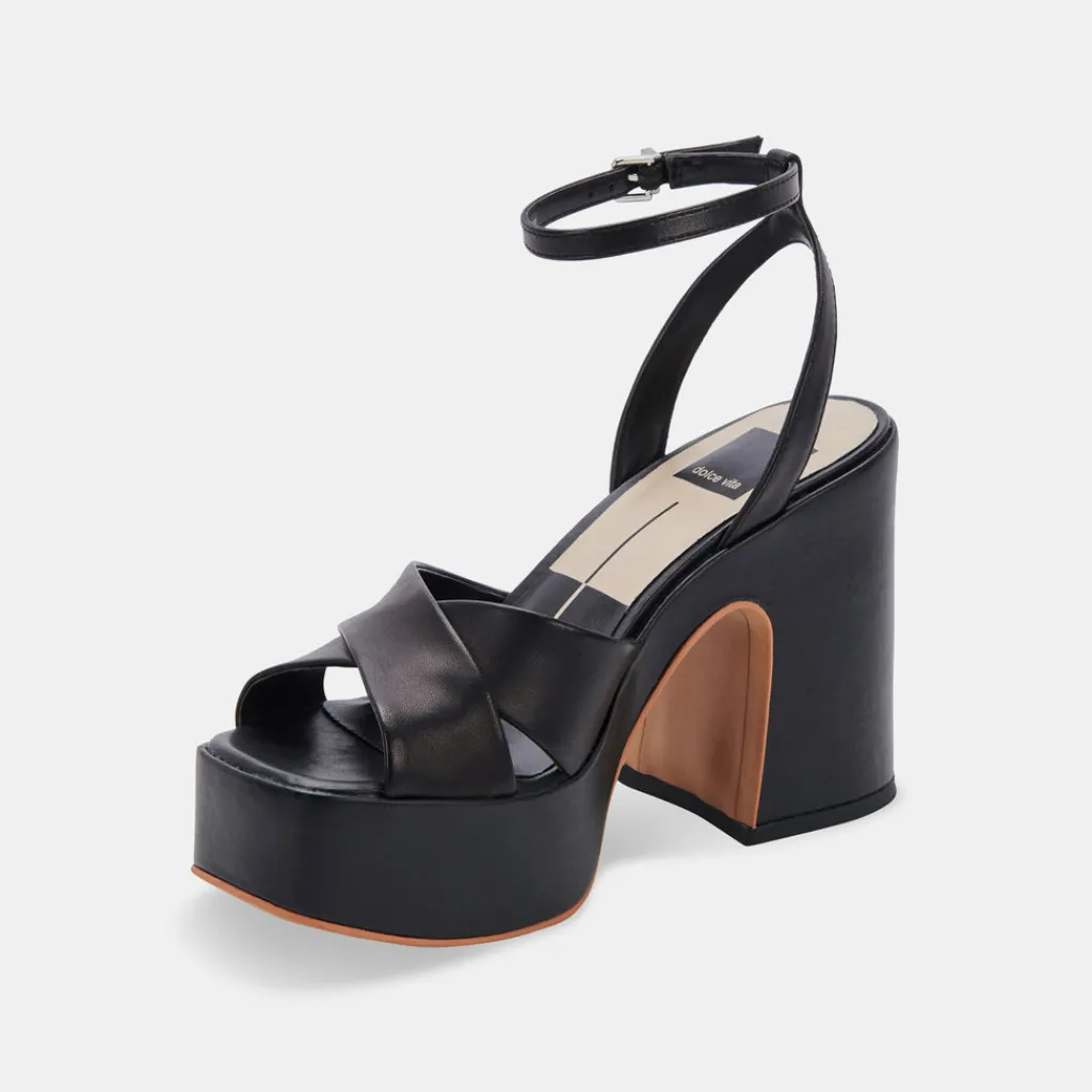 DOLCE VITA Wedges*Wessi Heels Black Leather