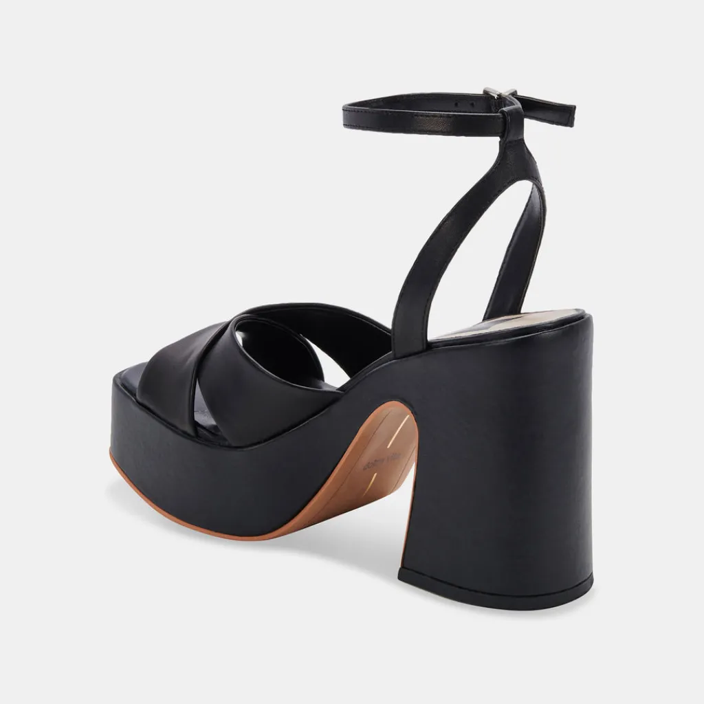 DOLCE VITA Wedges*Wessi Heels Black Leather