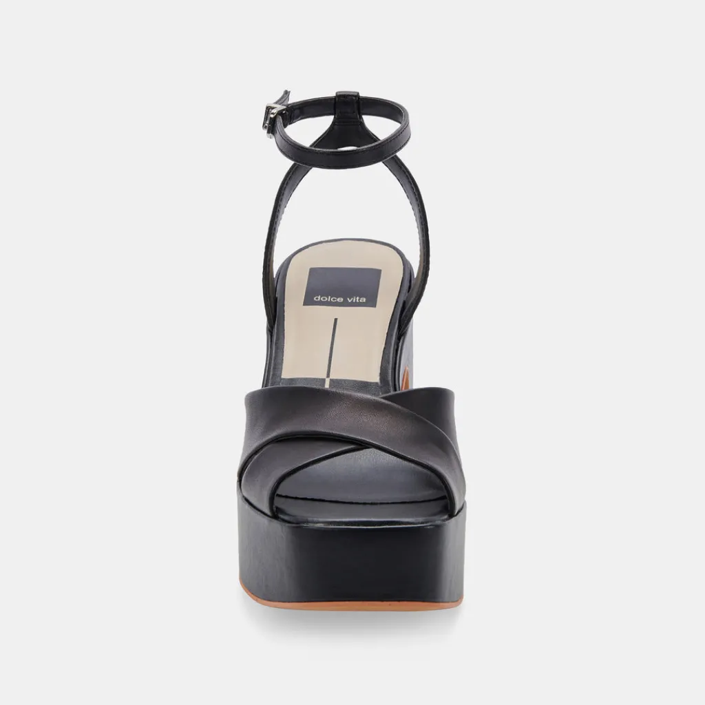 DOLCE VITA Wedges*Wessi Heels Black Leather