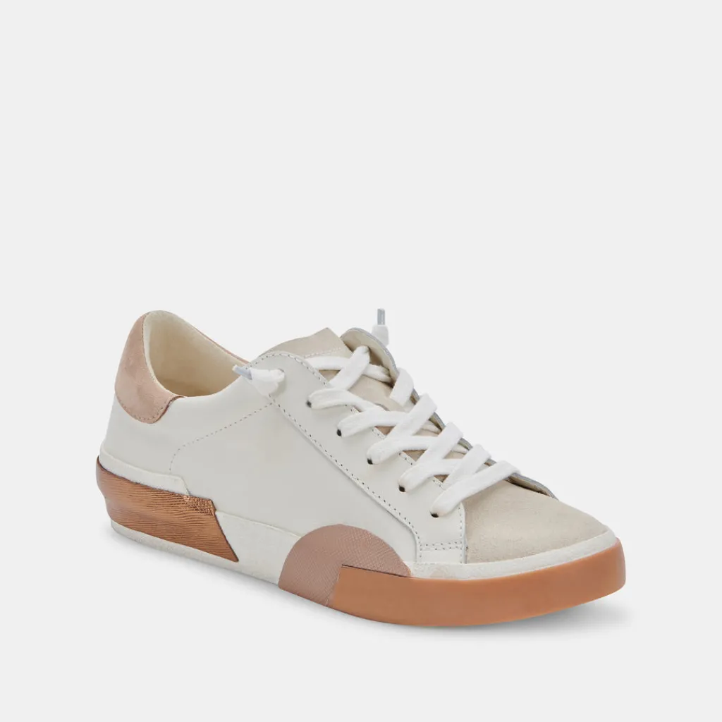 DOLCE VITA Sneakers*Zina Wide Sneakers White Tan Leather